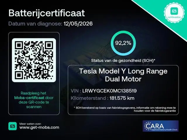 Tesla Model Y Long Range AWD 75 kWh | Trekhaak | SOH 92,2% |