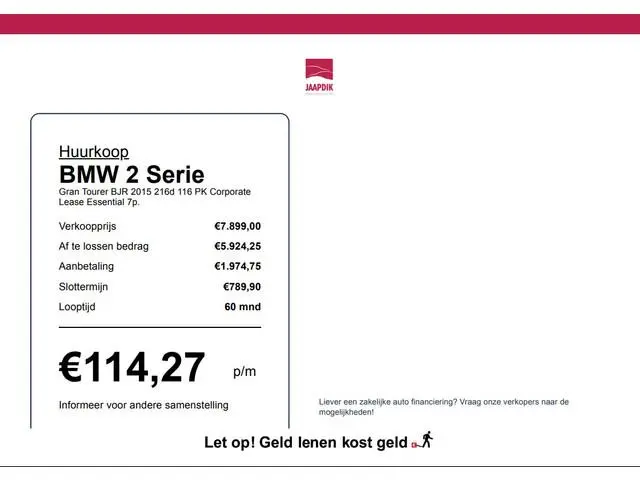 BMW 2-serie Gran Tourer BJR 2015 216d 116 PK Corporate Lease Essential 7p. SCHUIF-KANTELDAK | NAVI |...