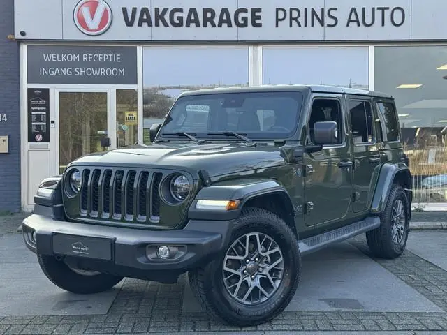 Jeep Wrangler Unlimited 4xe 380 80th Anniversary |SARGE GREEN|CAMERA V+A|STUUR+STOELVERW.| 734,- P/M...