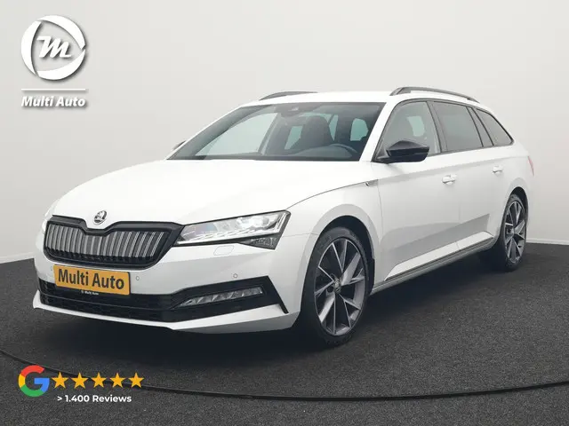 ŠKODA Superb Combi 1.4 TSI iV Sportline Dealer O.H PHEV | Trekhaak Af Fabriek | Adaptive Cruise | Alcantara Sportstoelen Memory & Verwarmd | Canton Audio | Apple Carplay | Stuur Verwarmd | Keyless | Sfeerverlichting |  Navigatie | DAB |